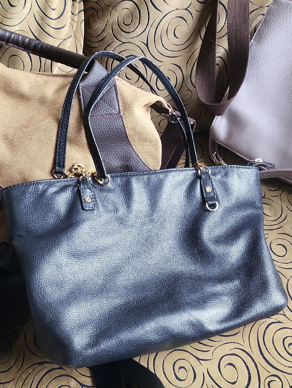 MICHAEL Michael Kors Black Leather Double-Handle Tote